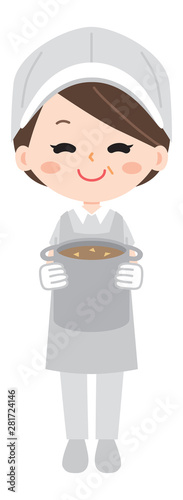 Illustration of an aunt with lunch