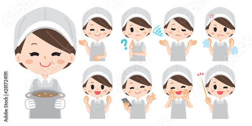 Aunt of school lunch illustration set