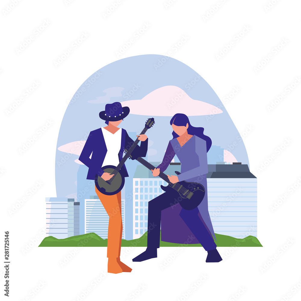 two male musicians musical instruments two male musicians musical instruments