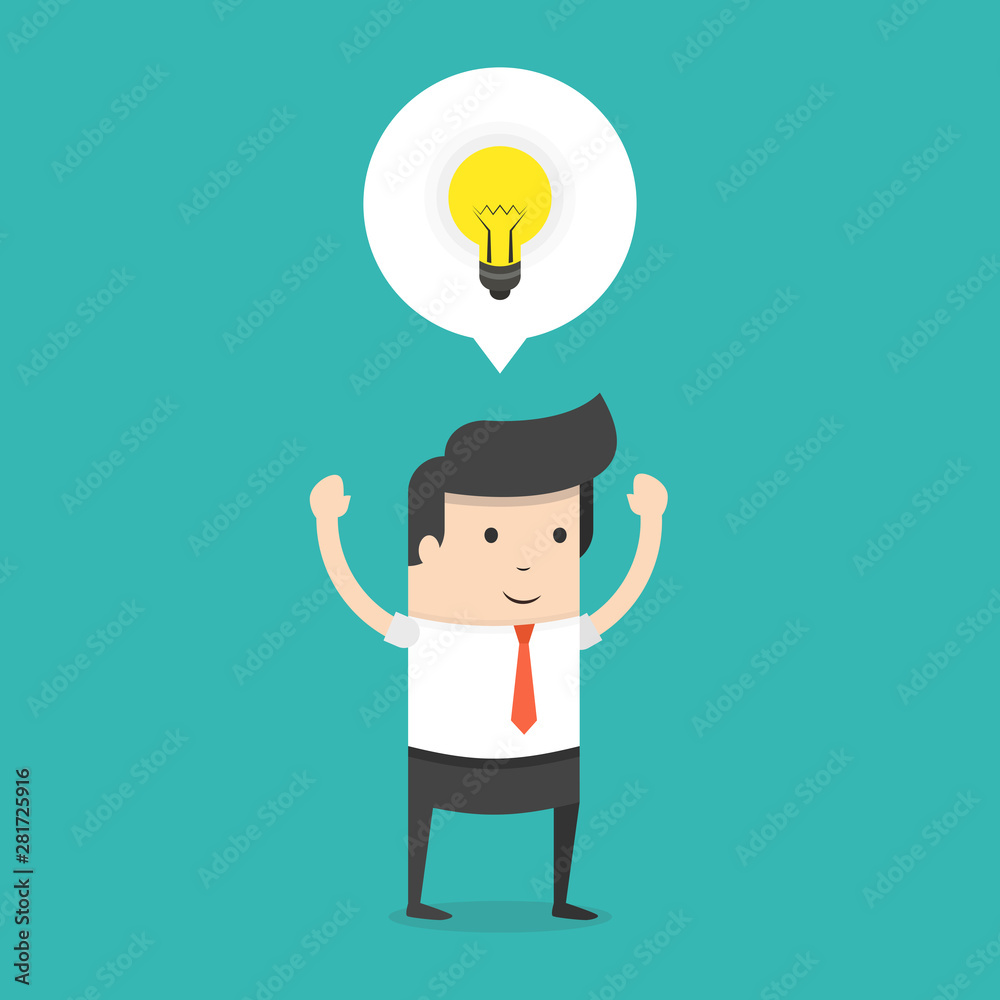 Businessman get a great idea. Business idea concept. Flat cartoon style. Vector illustration. Businessman get a great idea. Business idea concept. Flat cartoon style. Vector illustration.