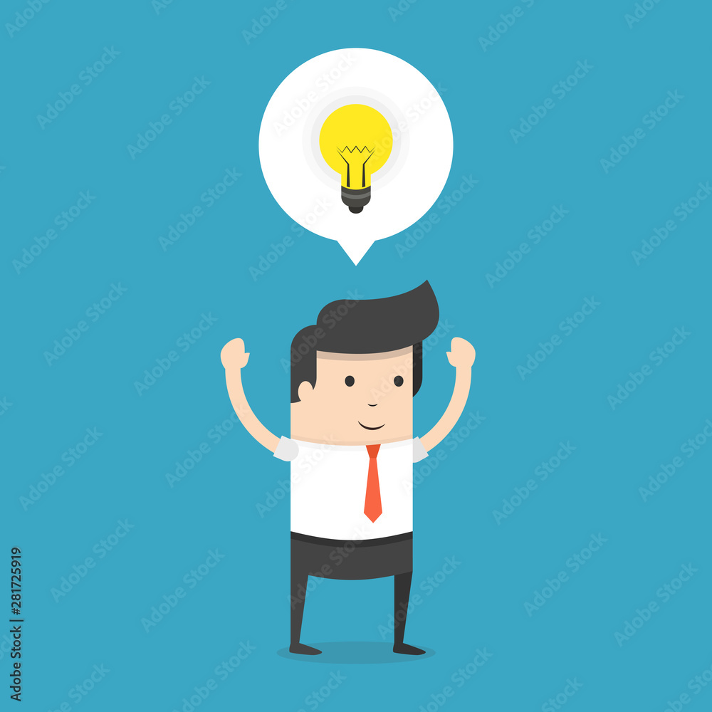 Businessman get a great idea. Business idea concept. Flat cartoon style. Vector illustration. Businessman get a great idea. Business idea concept. Flat cartoon style. Vector illustration.
