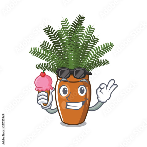 With ice cream boston fern isolated with the character