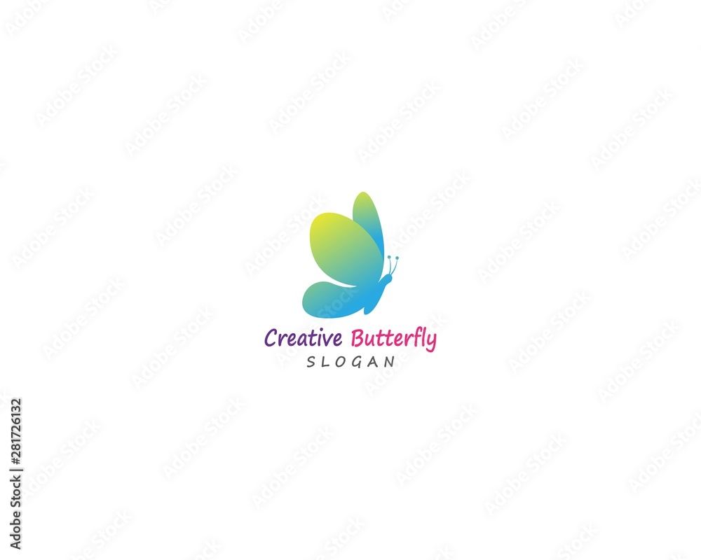 Butterfly conceptual simple, colorful icon. Logo. Vector illustration