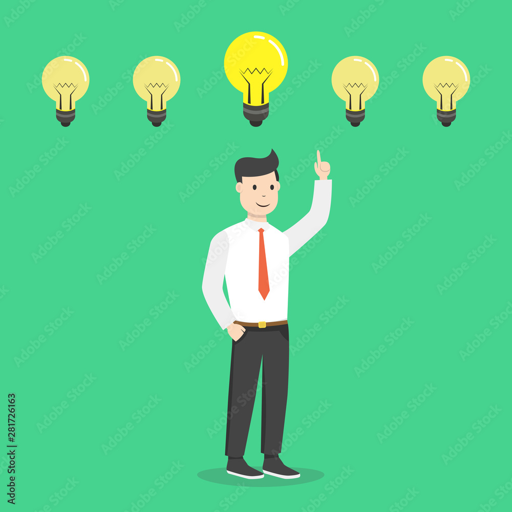 Businessman get a great idea. Business idea concept. Flat cartoon style. Vector illustration. Businessman get a great idea. Business idea concept. Flat cartoon style. Vector illustration.