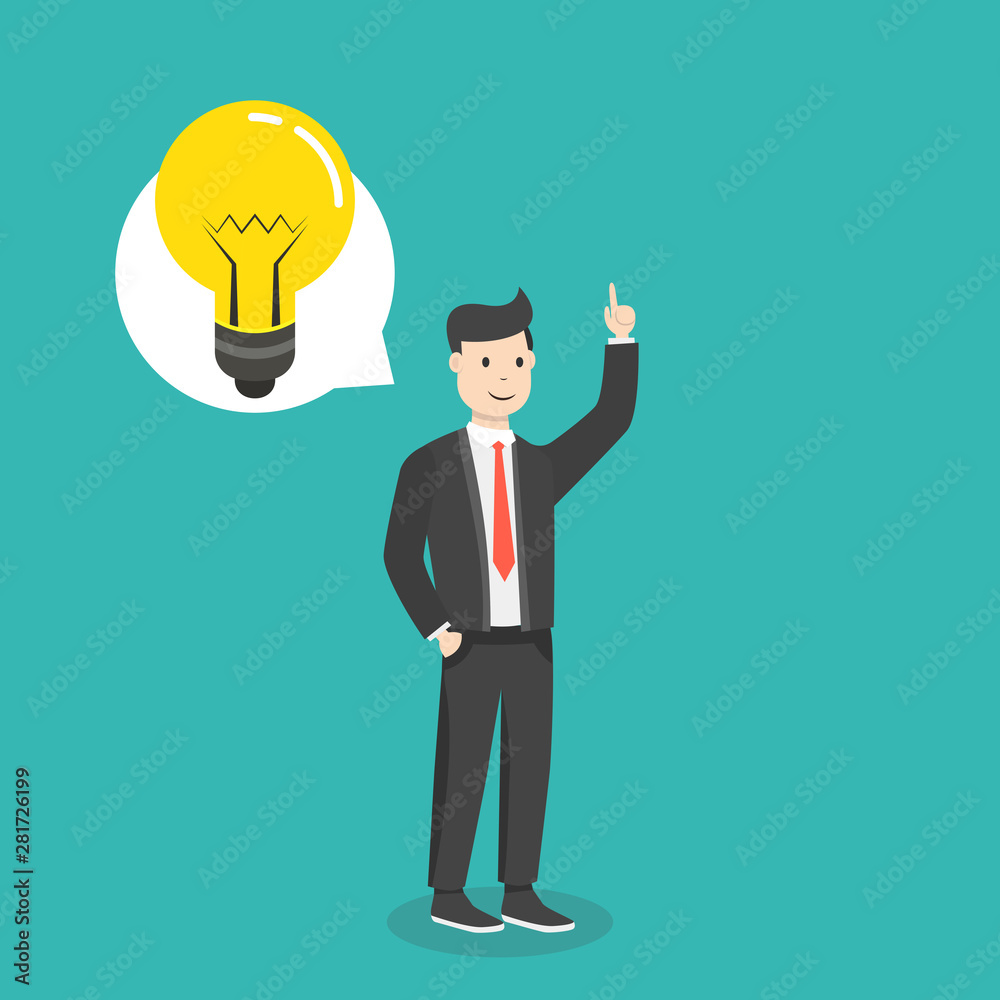 Businessman get a great idea. Business idea concept. Flat cartoon style. Vector illustration. Businessman get a great idea. Business idea concept. Flat cartoon style. Vector illustration.