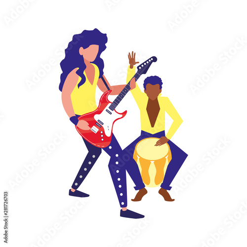 two male musicians musical instruments