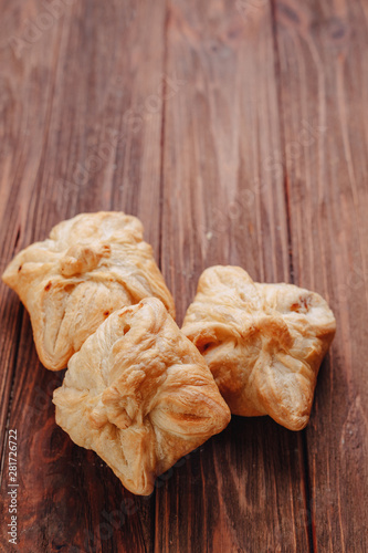 fresh pastry on a wooden background