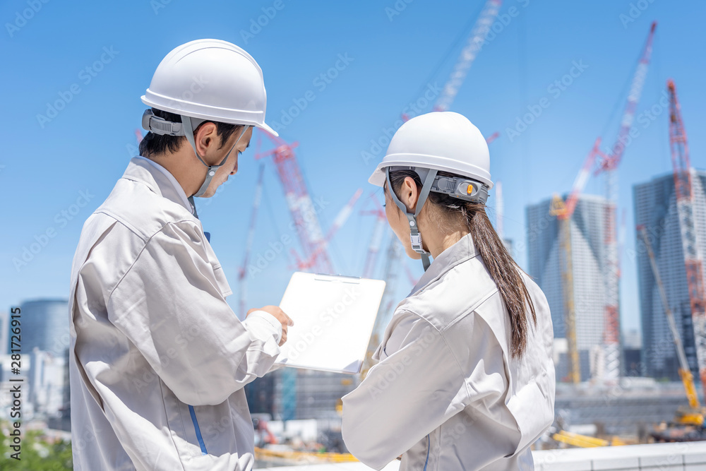 asian engineer worker working in construction site asian engineer worker working in construction site