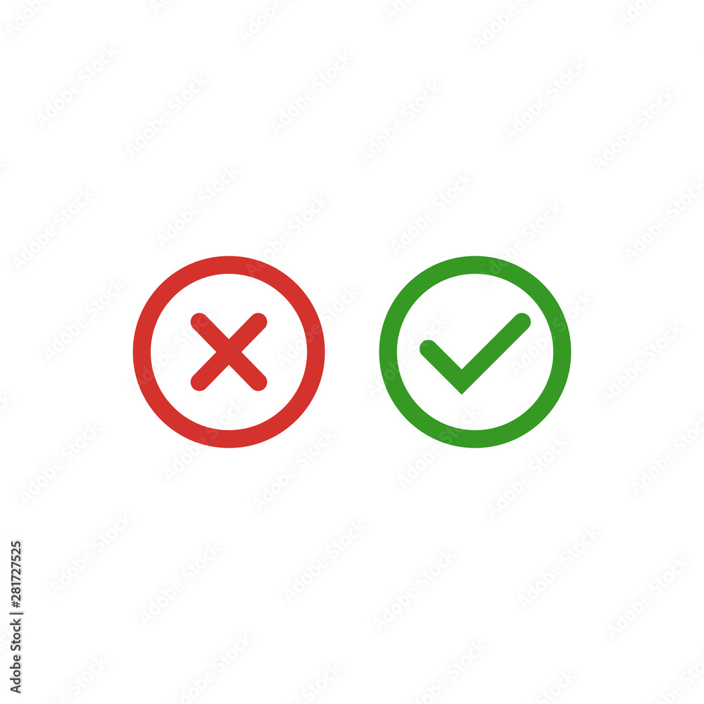 Check and Cross Symbol Icon Vector Design Illustration Check and Cross Symbol Icon Vector Design Illustration