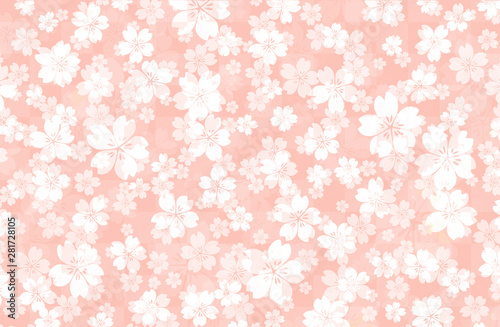 Fototapeta Floral pastel color background illustration ( cherry blossoms) / vertical