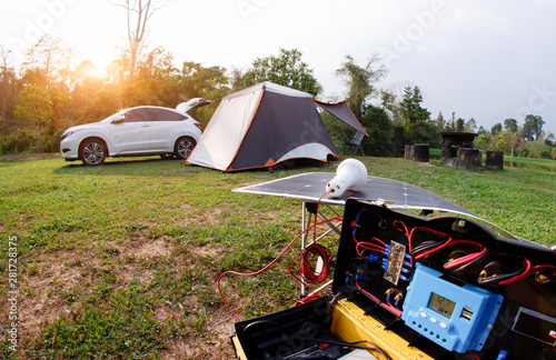 Creative solar power generation technology for camping with tent.