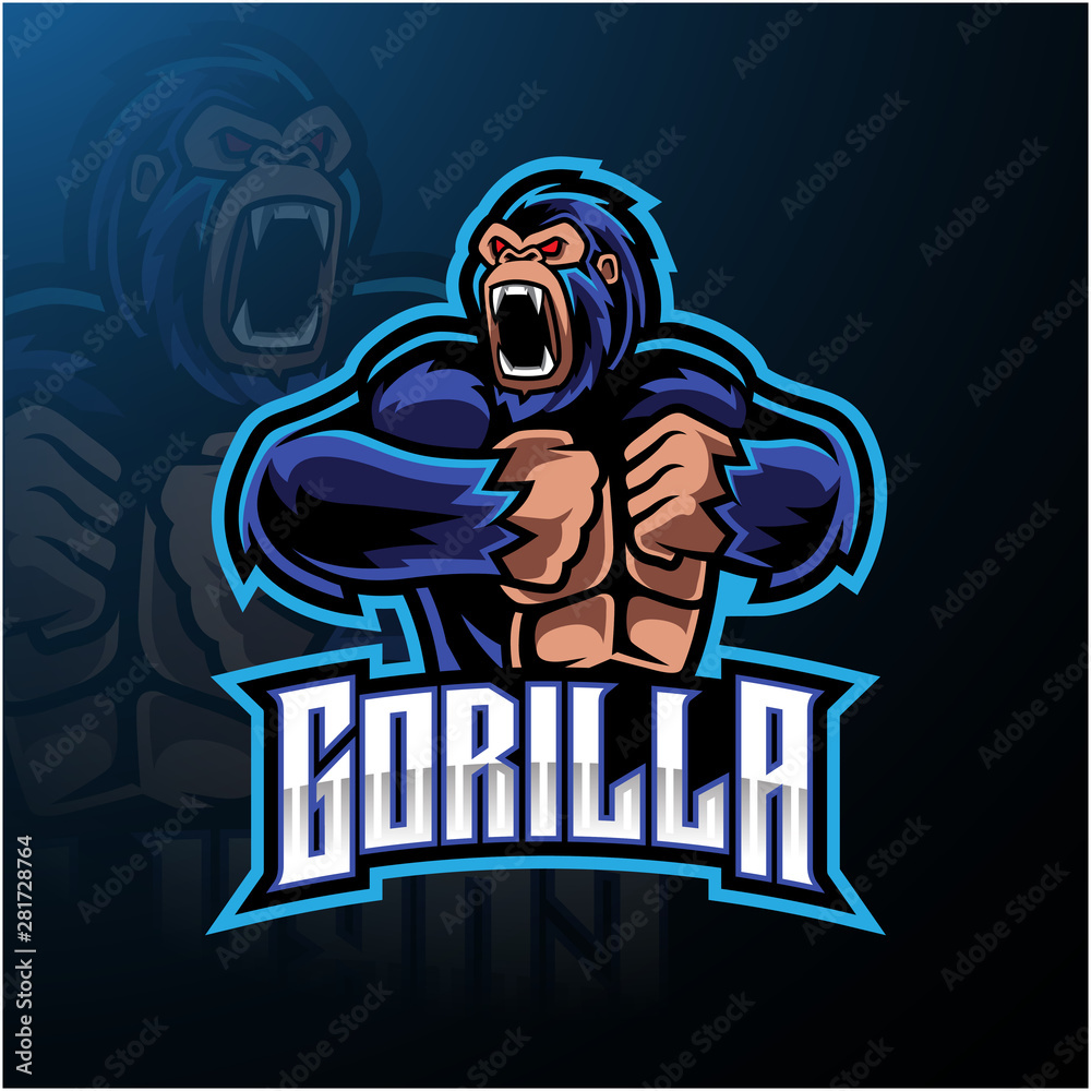 Angry gorilla mascot logo desain Stock Vector | Adobe Stock