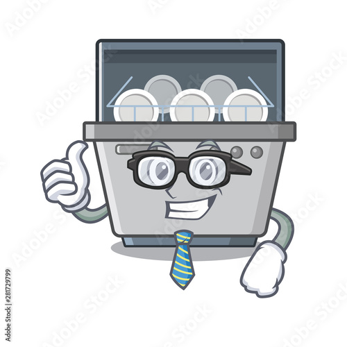 Businessman dishwasher machine isolated in the cartoon