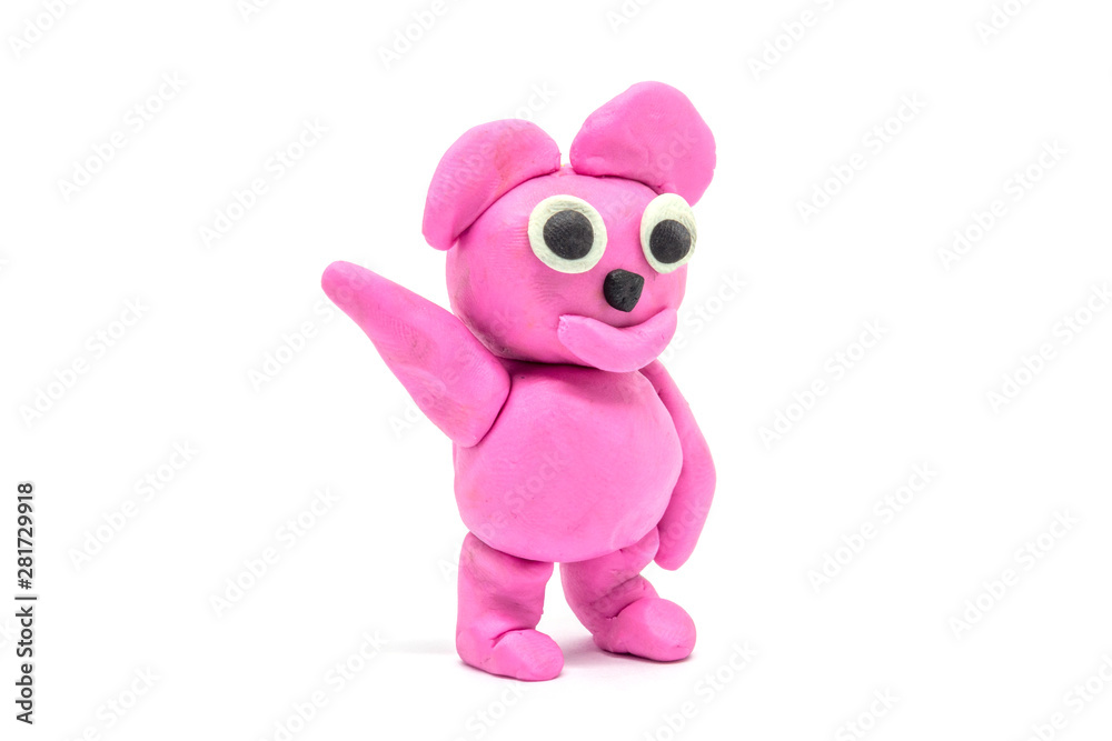 Play dough Bear on white background. Handmade clay plasticine Play dough Bear on white background. Handmade clay plasticine