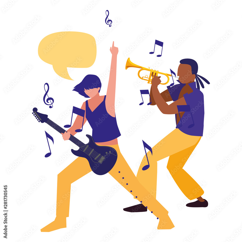 Obraz premium two male musicians musical instruments