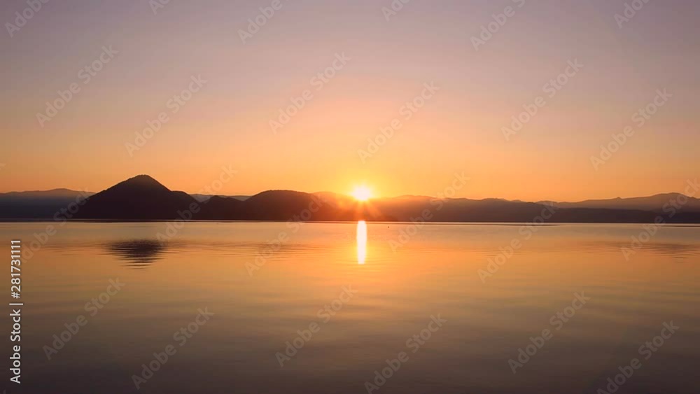 Lake Toya at sunrise, Japan Lake Toya at sunrise, Japan