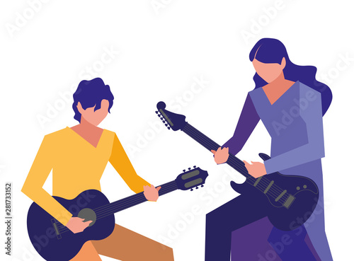 two male musicians musical instruments