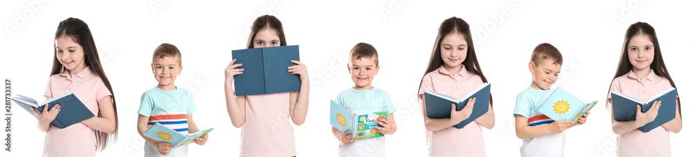 Senior man reading book on white background Senior man reading book on white background