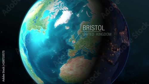 United Kingdom - Bristol - Zooming from space to earth