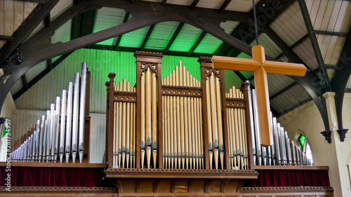 shot of religious christian or catholic chapel and altar for worshippers