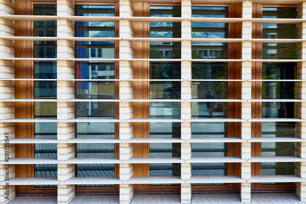 Closeup Roller blinds curtains on the window
