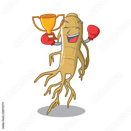 Boxing winner ginseng in the a cartoon shape