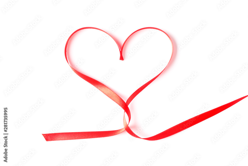 Red ribbon heart isolated on white background Red ribbon heart isolated on white background