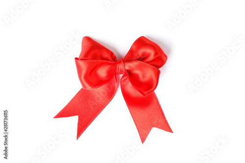Red bow isolated on white background. Gift concept