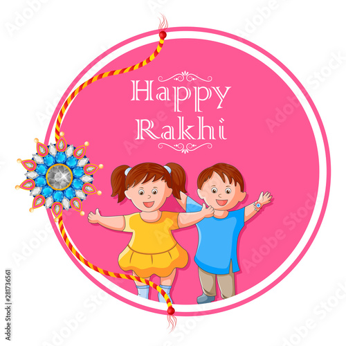 Elegant Rakhi for Brother and Sister bonding in Raksha Bandhan festival from India in vector greeting background