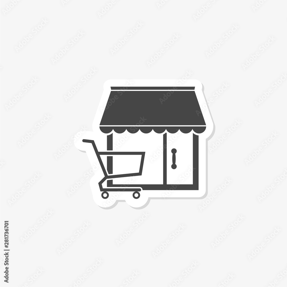 Shopping Cart sticker icon. Store and Shopping cart icon