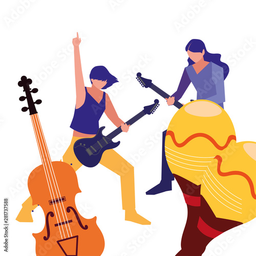 two male musicians musical instruments