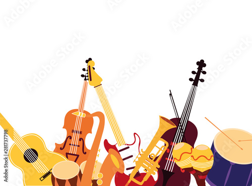 orchesta musical instruments objects design photo