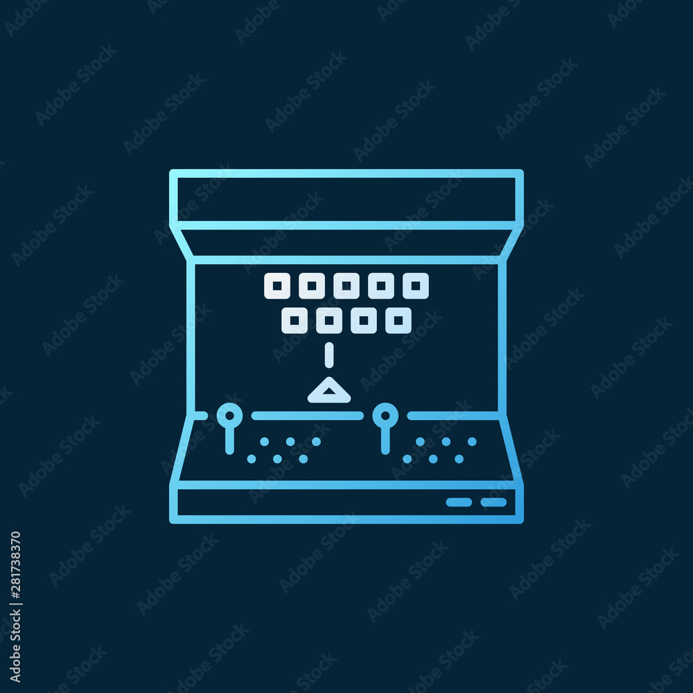 Arcade Machine vector concept colorful icon or sign in thin line style on dark background
