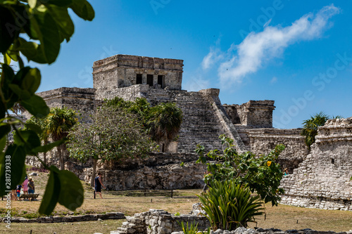 Tulum, Quintana Roo / Mexico - July 27 2019: This is the temples in in Tulum Mexico