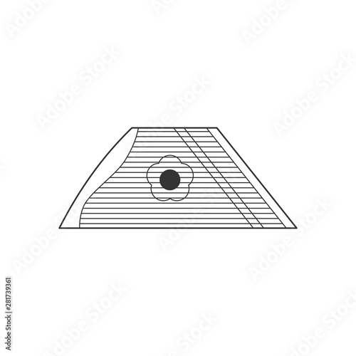 Gusli flat black and white icon. Isolated Vector String ill.