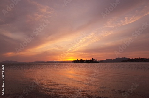 Sunset Lake Shinji in Shimane Japan