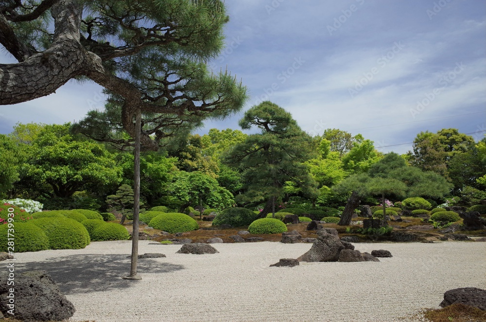Japanese style garden at Yushien in Shimane Japan Japanese style garden at Yushien in Shimane Japan