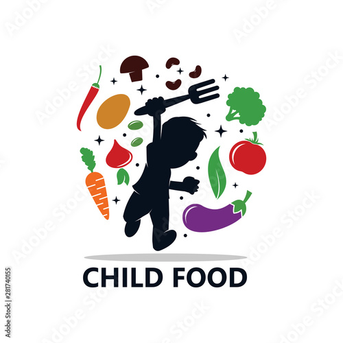 Children Food Logo Template Design Vector, Emblem, Design Concept, Creative Symbol, Icon