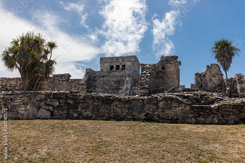 Tulum, Quintana Roo / Mexico - July 27 2019: This is the temples in in Tulum Mexico