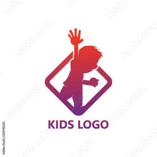 Happy Kids Logo Template Design Vector, Emblem, Design Concept, Creative Symbol, Icon
