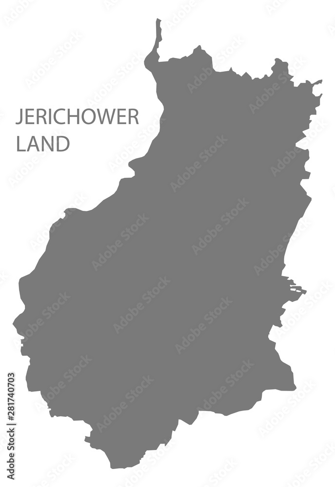 Jerichower Land grey county map of Saxony Anhalt Germany DE
