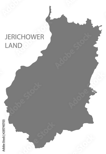 Jerichower Land grey county map of Saxony Anhalt Germany DE