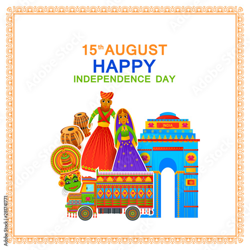 15th August Independence of India tricolor background in vector