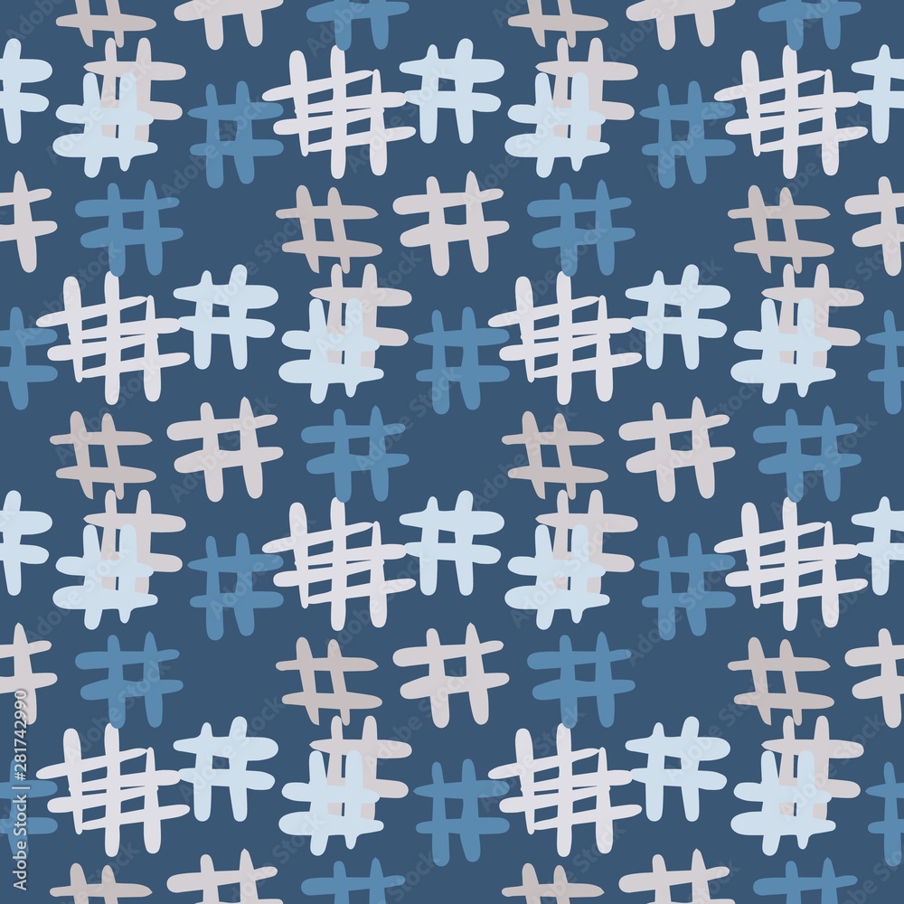 Obraz premium Hand drawn Hashtag icon seamless pattern. Simple style backdrop