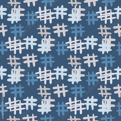 Hand drawn Hashtag icon seamless pattern. Simple style backdrop © smth.design