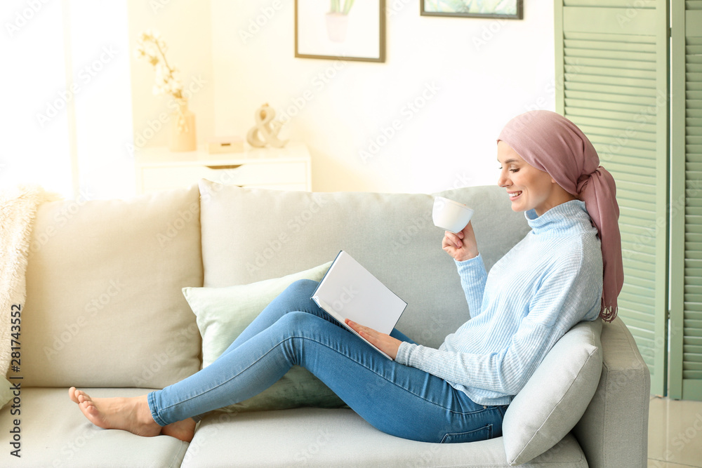 Woman after chemotherapy resting at home Woman after chemotherapy resting at home