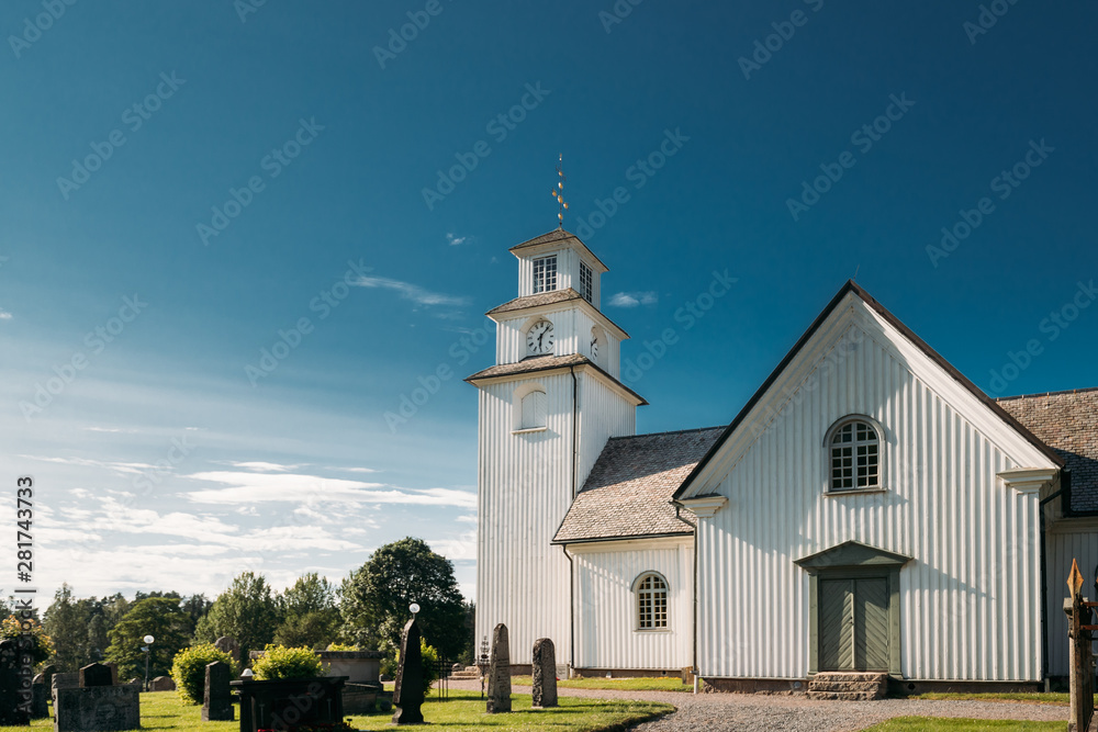 Tocksfors, Sweden. Tocksmarks Church In Sunny Summer Day