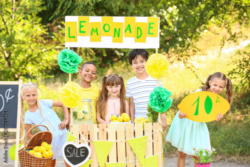 Cute little children sellin...