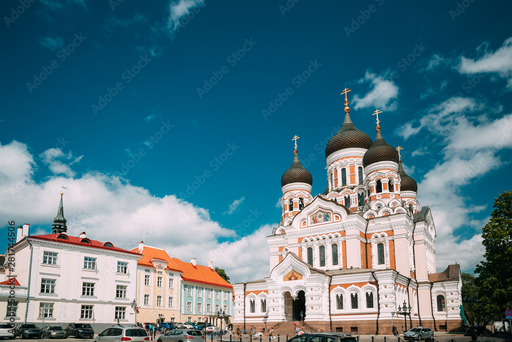 Tallinn, Estonia. Alexander Nevsky Cathedral. Famous Orthodox Cathedral. Popular Landmark And Destination Scenic. UNESCO World Heritage Site