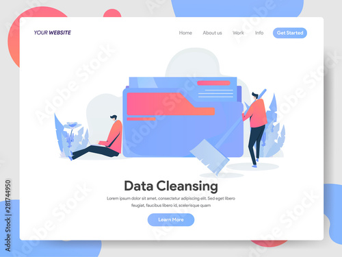 Landing page template of Data Cleansing Illustration Concept. Modern design concept of web page design for website and mobile website.Vector illustration EPS 10